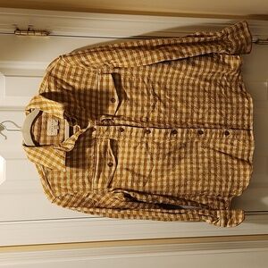 SEZANE EURIELLE Shirt Ochre Ecru Gingham Checks Organic cotton + linen | Size 6